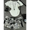 Womens American-style Spiderweb Print Diamond Skull And Star Denim Shorts by My Store