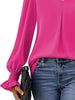 V-Neck Long Sleeve Ruffle Cuff Blouse by Wild and Free Boutique