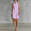 Women’s Sleeveless Button-Up Collar Shirt Dress by FitiqueFit