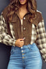 Raw Hem Plaid Cropped Hooded Jacket – Trendy Buttoned Outerwear with Casual Raw Hem Detail by Stevvex