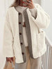 Modern Cozy Women Luxuriously Cozy Contrast Button Up Sherpa Jacket with Pockets For Fall & Winter by Stevvex