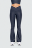 Luxe Edge Leather-Look Crossover Flare Leggings
