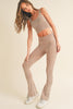 Women's Stone Washed Ribbed Matching Yoga Set