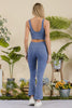 Women's Stone Washed Ribbed Matching Yoga Set