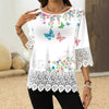 Printed Patchwork Three-Quarter Sleeve Top – Women's Loose Fit Pullover by FitiqueFit