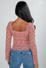 Peach Blossom Drawstring Knot Detail Floral Lace Blouse by Wild and Free Boutique