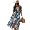 Fashion Casual Loose Party Short Sleeve Maxi Split Dress - Summer Dresses for Women by Stevvex