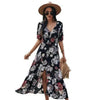 Fashion Casual Loose Party Short Sleeve Maxi Split Dress - Summer Dresses for Women by Stevvex