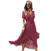 Fashion Elegant Boho Short Sleeve Polka Dot Long Dresses Women Beach Party Vintage Fashion Dresses by Stevvex
