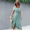 Fashion Elegant Boho Short Sleeve Polka Dot Long Dresses Women Beach Party Vintage Fashion Dresses by Stevvex