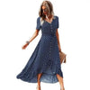 Fashion Elegant Boho Short Sleeve Polka Dot Long Dresses Women Beach Party Vintage Fashion Dresses by Stevvex