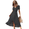 Fashion Elegant Boho Short Sleeve Polka Dot Long Dresses Women Beach Party Vintage Fashion Dresses by Stevvex