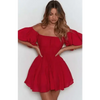 New Classical Women Mini Dress Short Puff Sleeve Loose Back Dress - Fashion Clothes for Women by Stevvex