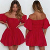 New Classical Women Mini Dress Short Puff Sleeve Loose Back Dress - Fashion Clothes for Women by Stevvex