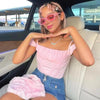 Summer best fashion Elegant Pink Strap Crop Top T Shirt women's fashion flattering tops by Stevvex