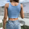 Summer Fitness Sport Top Fashion Printed Ribbed Crop Tank Tops - Top Cute Fashion Fitness Modern Yoga Women Summer Clothing Style Classy Tops by Stevvex