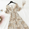 Summer Women Ruffled Short-sleeved Chiffon Dress V-neck High Waist Floral Print Beach Midi Dresses For Women by Stevvex