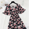 Summer Women Ruffled Short-sleeved Chiffon Dress V-neck High Waist Floral Print Beach Midi Dresses For Women by Stevvex