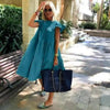 Women Retro Loose Casual Round Neck Short Sleeve Dress - Cute Fashion Dresses For Women by Stevvex