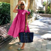 Women Retro Loose Casual Round Neck Short Sleeve Dress - Cute Fashion Dresses For Women by Stevvex
