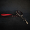 Black soft leather short spiked leash by Bestia Dog Gear