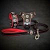 The ''Bijou'' SET - Collar, Harness, Leash. Red by Bestia Dog Gear