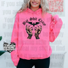 NEON PINK Bat shit crazy hoodie (finished product) by Madness & Mayhem LLC