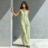 V-Neck Sleeveless Striped Loose Cropped Jumpsuit | 3 Colors S–3XL by FitiqueFit