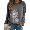 Womens Dandelion-Print Crew-Neck Long-Sleeve Loose Casual Sweatshirt by My Store