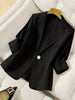Women's Three-Quarter Sleeve Single-Button Casual Blazer by FitiqueFit