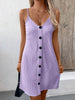 Elegant Textured V-Neck Sleeveless Mini Dress Chic Buttoned Summer Dress Classic Dress by Stevvex