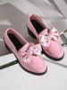 Women's Bowtie Round Toe Low Heel Pumps – Wide Size PU Casual Shoes by FitiqueFit
