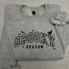 Spooky Season Cat Embroidered Sweatshirt - Halloween Bats & Spiderweb Apparel by Dog Mom Hat