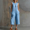 Women's Retro Sleeveless Wide-Leg Cropped Jumpsuit by FitiqueFit