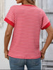 Striped Ribbed Knit Short Sleeve T-Shirt by Simply Love