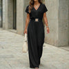 Women's V-Neck Belted Wide-Leg Jumpsuit by FitiqueFit