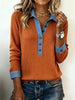 Contrast Color Button-Detail Pullover Knit Top – Women’s Elegant Commuter by FitiqueFit