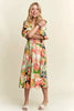 New Summer Floral V-Neck Puff Sleeve Midi Dress For Women – Feminine, Charming, Elegant, Eye-Catching, Perfect for Any Occasion by Stevvex