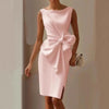 Women's Bow-Knot Sleeveless Midi Dress – High Waist A-Line by FitiqueFit
