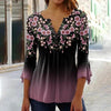 Women’s V-Neck 3/4 Sleeve Button-Front Tunic Blouse by FitiqueFit