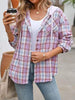 Plaid Buttoned Long Sleeve Hooded Jacket for Women – Cozy & Stylish Cotton-Blend Outerwear by Stevvex