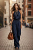 Women's Sleeveless Backless Lace-Up Halter Wide-Leg Jumpsuit by FitiqueFit