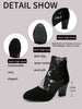Lace-Embroidered Mesh Chunky-Heel Ankle Boots | Black & White EU 35–43 by FitiqueFit