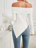 Off-Shoulder Ribbed Knit T-Shirt by Wild and Free Boutique