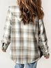 Plaid Snap Down Plush Hooded Jacket Soft & Warm Women Outerwear Cozy And Comfortable Jacket by Stevvex