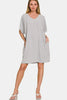 V-Neck Tee Dress with Pockets For Women – Comfortable V-Neck Dress, Casual Chic Tee Dress, Practical Pocketed Dress, Versatile V-Neck Dress, Everyday Casual Dress, Relaxed Fit Dress, Functional Pocket Dress by Stevvex