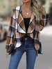Elegant Plaid Open Front Long Sleeve Jacket Stylish & Cozy Lightweight Breathable Outerwear by Stevvex