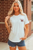 White Game Day Bowknot Embroidered Graphic Casual Tee by Wild and Free Boutique