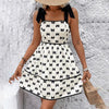 Shoulder Strap Bow Decoration With Bow Print Elegant Summer Dress by FitiqueFit