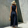 Women's Lace-Spliced Jumpsuit with Pockets – Sleeveless, High Waist, Straight Leg by FitiqueFit